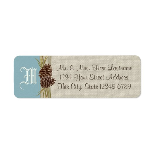 Pinecones en Burlap Blue Winter Etiket (Voorkant)