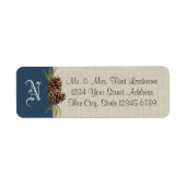 Pinecones en Burlap Navy Blue Winter Etiket (Voorkant)