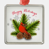 Pinecones en Kardinaal kerstsierooster Metalen Ornament (Voorkant)