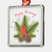 Pinecones en Kardinaal kerstsierooster Metalen Ornament (Links)