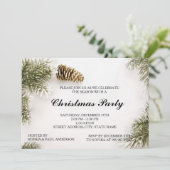 Pinecones en kerstboombladeren uitnodiging (Staand voorkant)