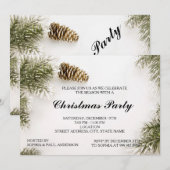 Pinecones en kerstboombladeren uitnodiging (Voorkant / Achterkant)