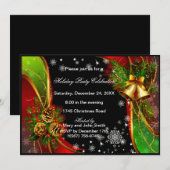 Pinecones en klokken kerstfeest uitnodiging (Voorkant / Achterkant)