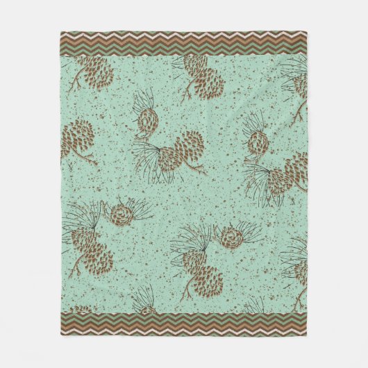 Pinecones en noodlijdende Chevron Stripes Cabin Fleece Deken (Voorkant)