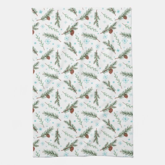 Pinecones en Snowflakes Theedoek (Verticaal)