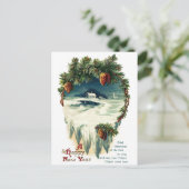 Pinecones en Wintervignet  Nieuwjaar Feestdagenkaart (Staand voorkant)