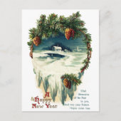 Pinecones en Wintervignet  Nieuwjaar Feestdagenkaart (Voorkant)