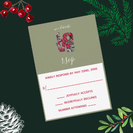 Pinecones Evergreens Red Berries LOVE RSVP-kaart RSVP Kaartje