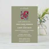 Pinecones Evergreens Red Berries LOVE Wedding Kaart (Staand voorkant)