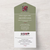 Pinecones Evergreens Red Berries Wedding All In One Uitnodiging (Binnen)