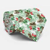 Pinecones, evergreens, rode bessen met kerst stropdas (Opgerold)