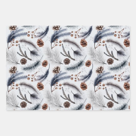 Pinecones Festive Winter of Kerstbotanisch Inpakpapier Vel (Voorkant 2)
