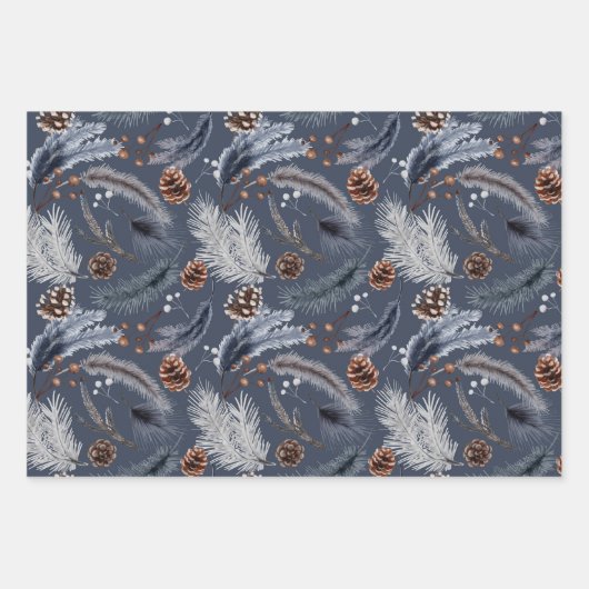 Pinecones Festive Winter of Kerstbotanisch Inpakpapier Vel (Voorkant)