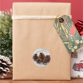 Pinecones Foto Merry KerstHappy Nieuwjaar Ronde Sticker