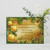 Pinecones Gold Ornamenten Kerstfeest Uitnodigen Kaart (Staand voorkant)