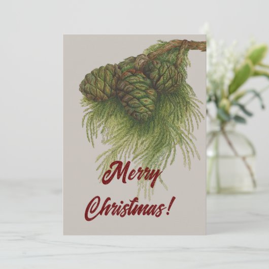  Pinecones Merry Kerstmis Feestdagenkaart (Staand voorkant)