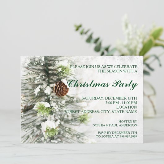 Pinecones op de uitnodiging van het sneeuwkerstfee (Staand voorkant)