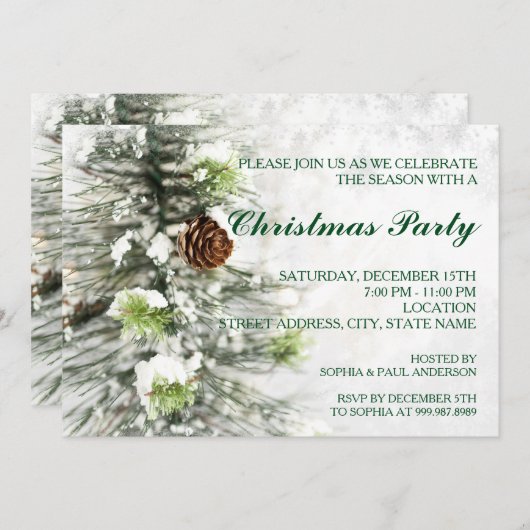 Pinecones op de uitnodiging van het sneeuwkerstfee (Voorkant / Achterkant)