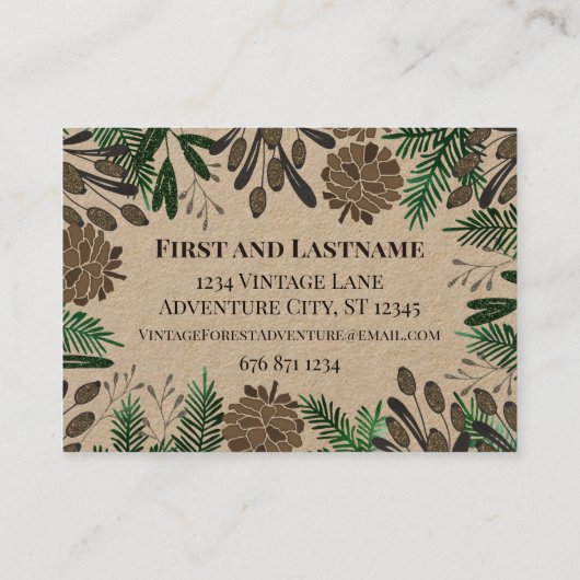 Pinecones Pine Tree Forest Thema  Adventure Visitekaartje (Achterkant)