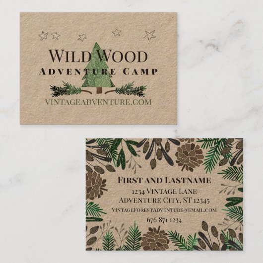 Pinecones Pine Tree Forest Thema Adventure Visitekaartje (Voorkant / Achterkant)