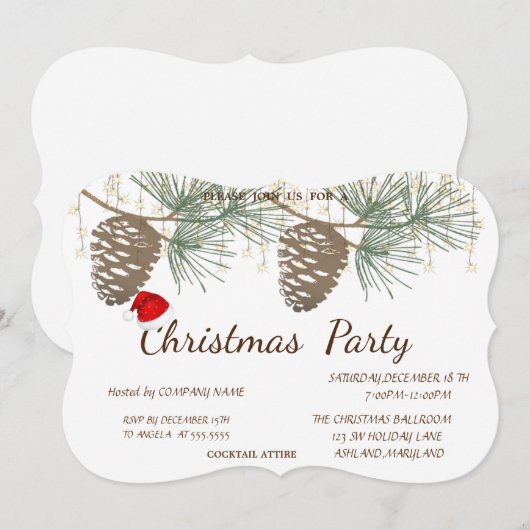 Pinecones, Santa Hat Kerstman Kaart (Voorkant / Achterkant)