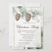 Pinecones, Snowflakes Gold Kerstmis Kaart (Voorkant)