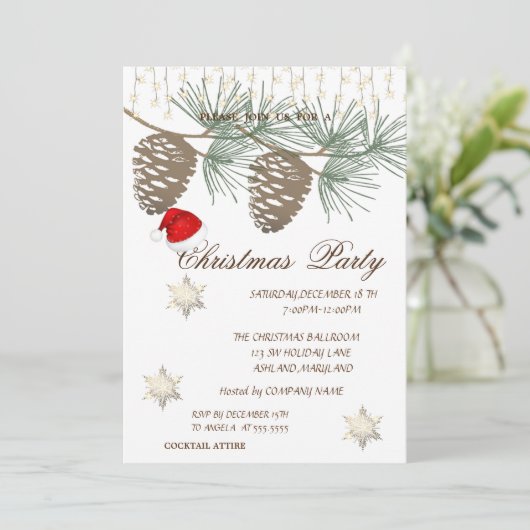 Pinecones, Snowflakes kerst in korrel Kaart (Staand voorkant)