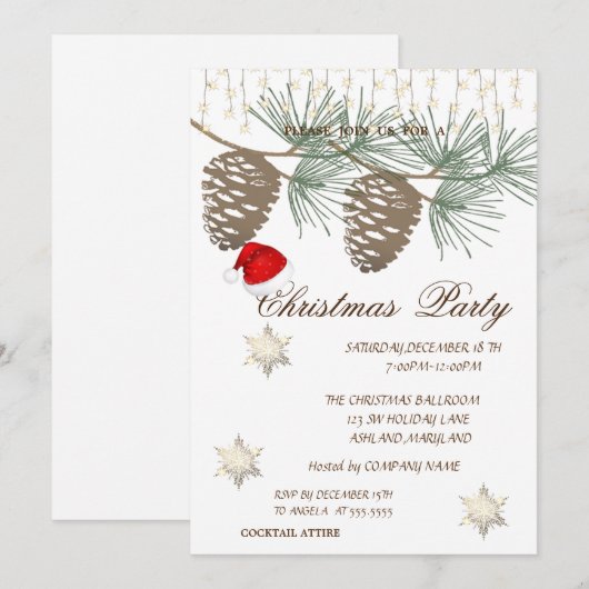 Pinecones, Snowflakes kerst in korrel Kaart (Voorkant / Achterkant)