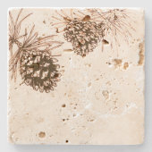 Pinecones Stone Coaster Stenen Onderzetter (Voorkant)
