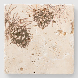 Pinecones Stone Coaster Stenen Onderzetter
