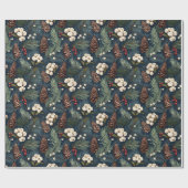 Pinecones takken blauw wit bruin Xmas patroon Cadeaupapier (Vlak)