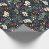 Pinecones takken blauw wit bruin Xmas patroon Cadeaupapier (Hoek)