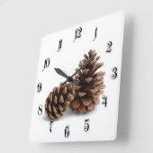 Pinecones Vierkante Klok (Hoek)