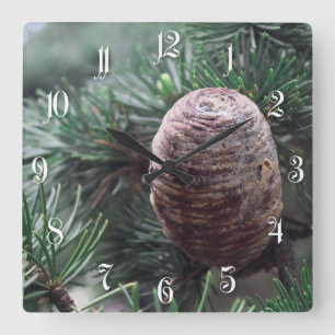Pinecones Vierkante Klok