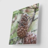 Pinecones Vierkante Klok (Hoek)