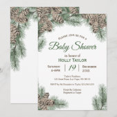 Pinecones Winter Baby shower Uitnodiging (Voorkant / Achterkant)