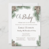 Pinecones Winter Bridal, Baby shower Kaart (Voorkant)