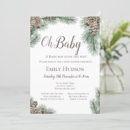 Pinecones Winter Bridal, Baby shower Kaart