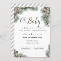 Pinecones Winter Uitnodiging - Baby shower