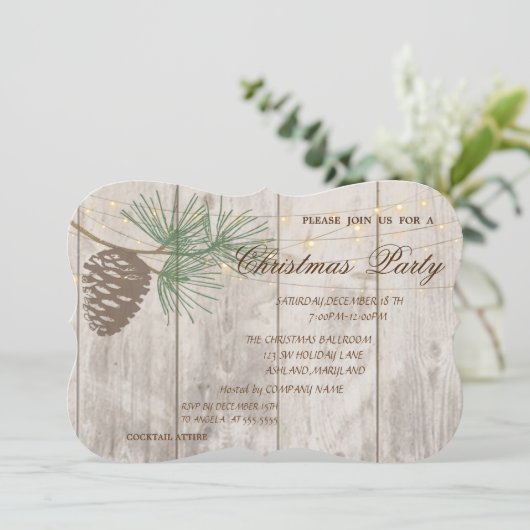 Pinecones, Wood Texture kerstman Kaart (Staand voorkant)