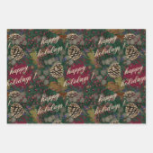 Pinecones Wreaths Prettige feestdagen Kerstmis Inpakpapier Vel (Voorkant)