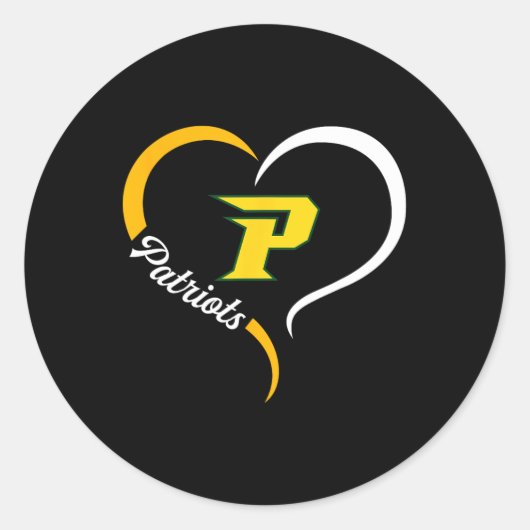 Pinecrest Patriots Logo Half Heart Slogan Hs Ronde Sticker (Voorkant)