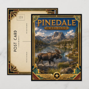 Pinedale Wyoming Vintage Art Deco Gouden Tijdperk Briefkaart