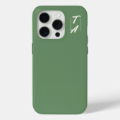 Pinegroen Effen Kleur Witte Initialen Case-Mate iPhone Case (Achterkant)