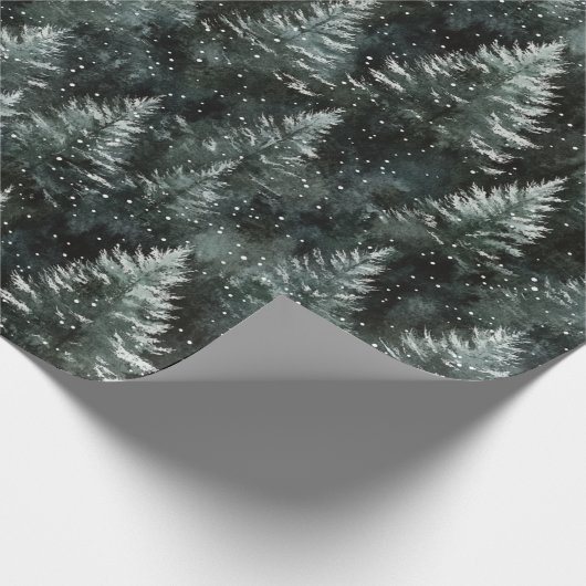 Pinegroene kerstbomen cadeaupapier (Hoek)
