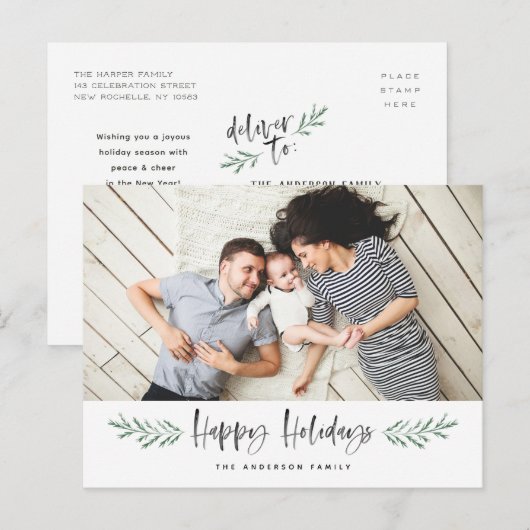 Pineneedle fijne feestdagen moderne foto (Voorkant / Achterkant)