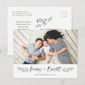 Pineneedle Merry en Bright Modern Foto Feestdagenkaart (Voorkant / Achterkant)