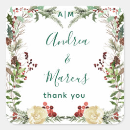 Pinery Winter Roos Trouwkrans Vierkante Sticker