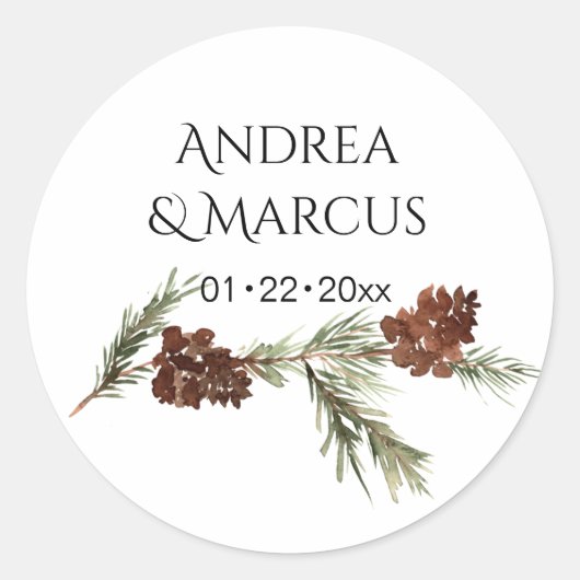 Pinery Winter Wedding Krans Ronde Sticker (Voorkant)