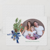 Pines Berries en Bow Holiday Photo Card Feestdagenkaart (Voorkant / Achterkant)